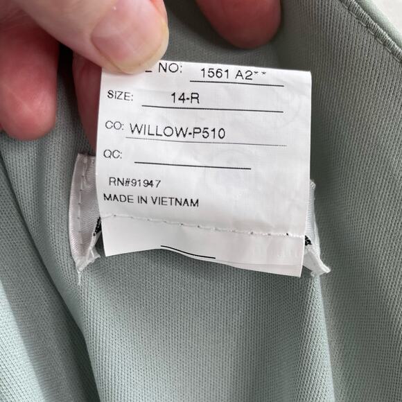 After Six Green Willow Draped One Shoulder Maxi Dress Gown with Scarf Bow 14 NWT - Picture 5 of 13